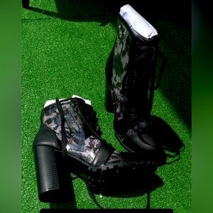 Black see through lace booties.